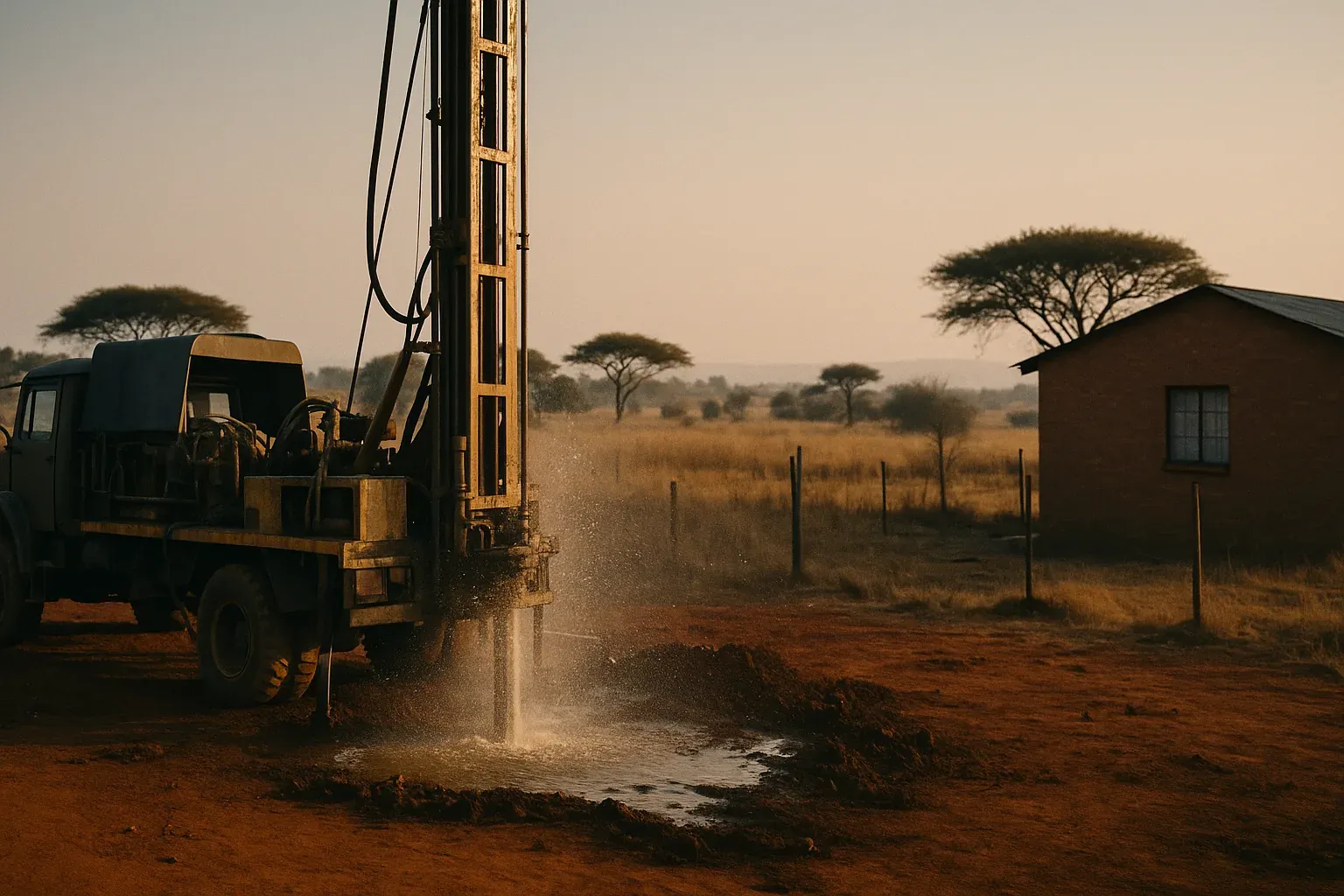 Illustrative photo of borehole drilling equipment on a South African property