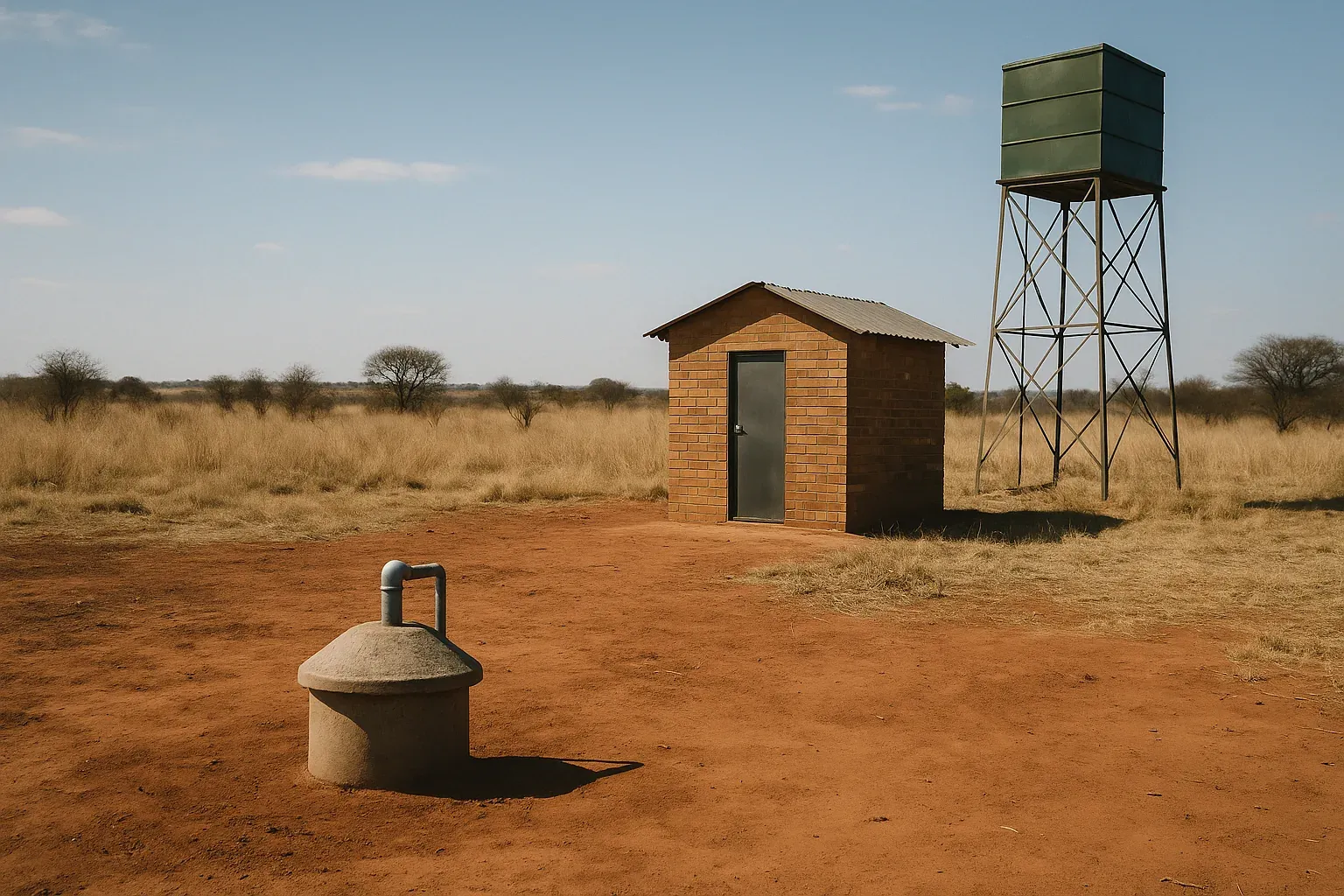 Illustrative photo of a completed borehole installation on a South African property