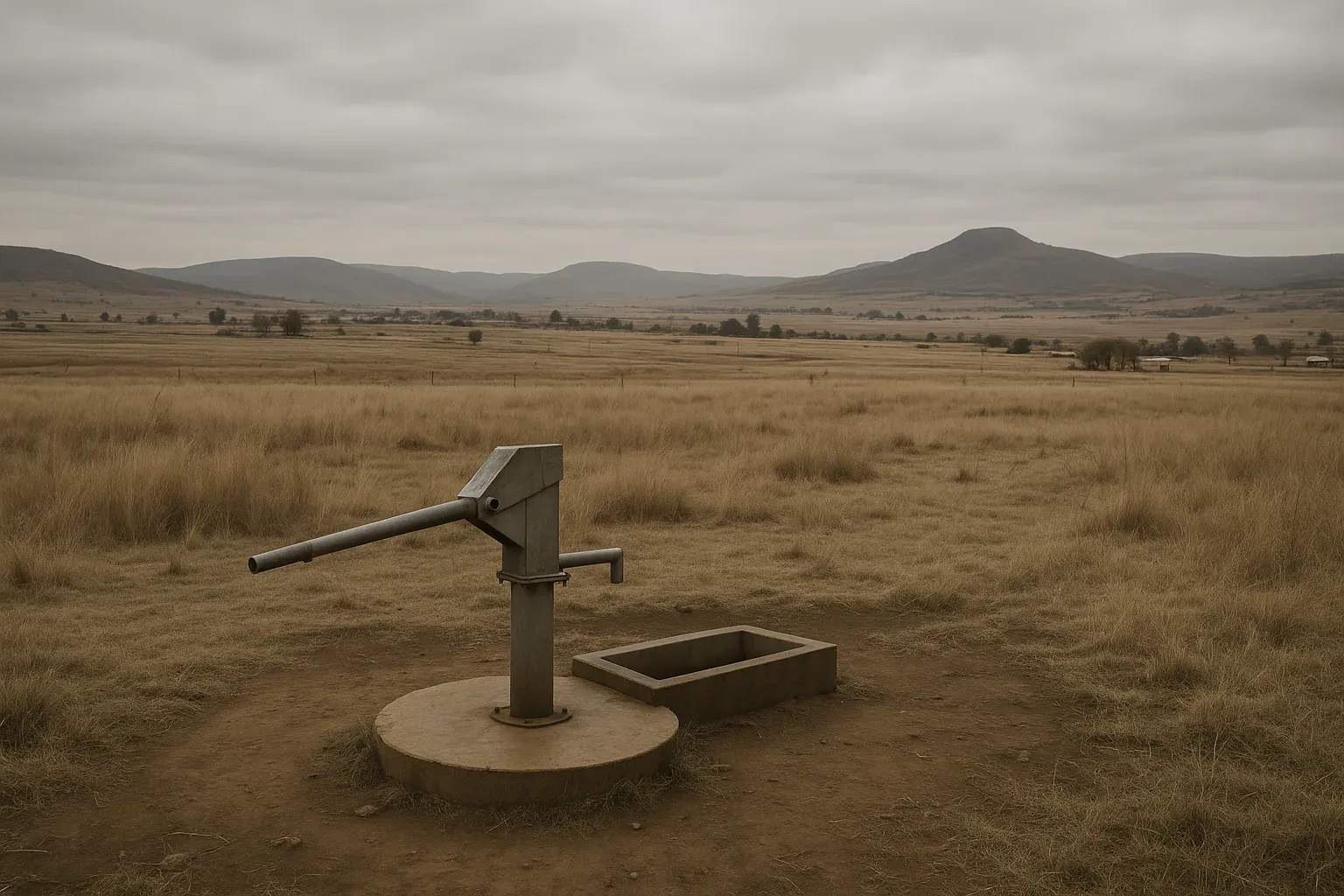 Illustrative photo of a South African rural landscape with a borehole wellhead